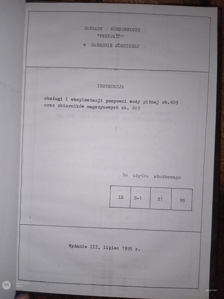 Sprzedam dokumenty z zakładów koksowniczych przyjaźń Dąbrowa Górnicza