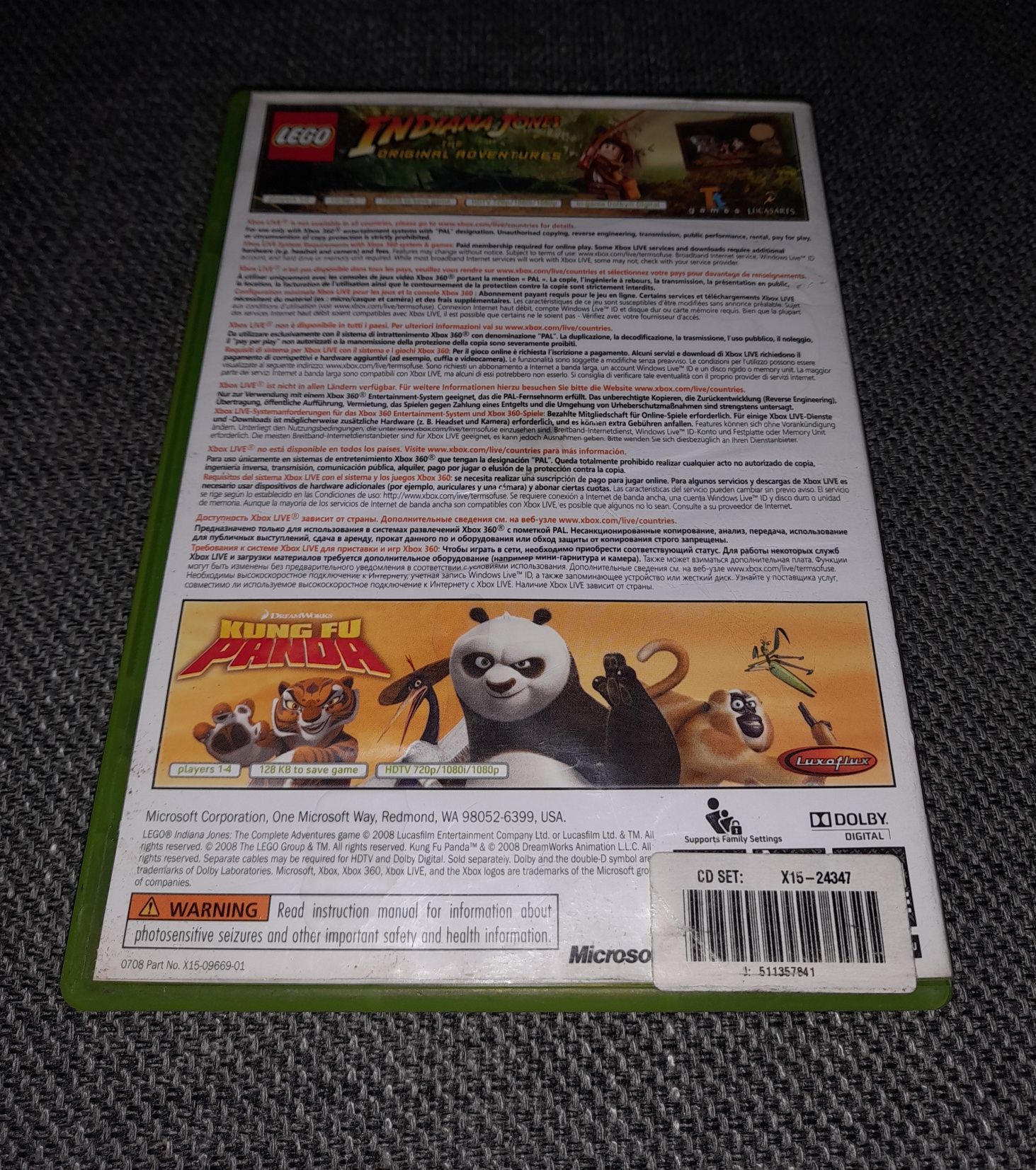 Jogo Xbox360 Lego Indiana Jones e Kung Fu Panda