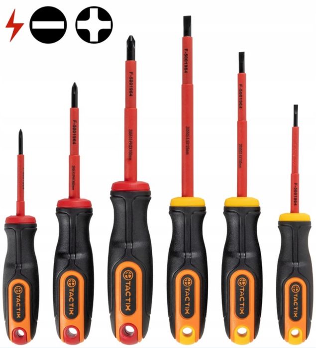 Wkrętaki izolowane śrubokręty VDE GS 1000V 6 szt.TACTIX dla elektryków