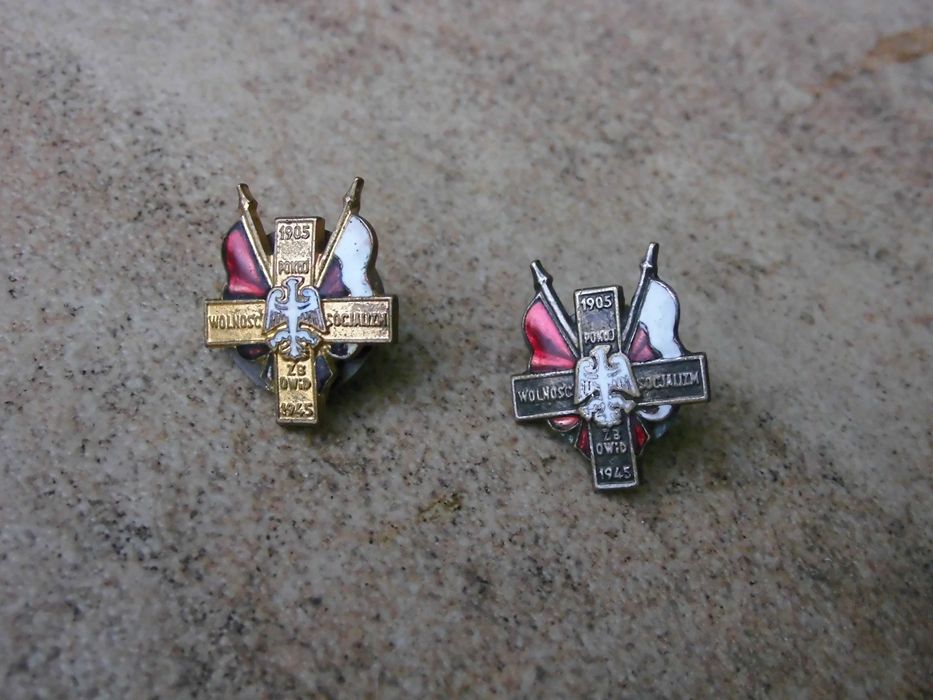 Odznaki srebrna i złota członka ZBoWiD  z nakrętkami - cena za komplet
