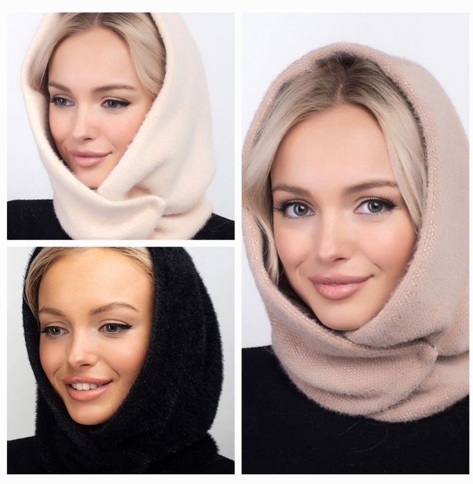 Шапка, капор - капюшон ангора. Багато кольорів