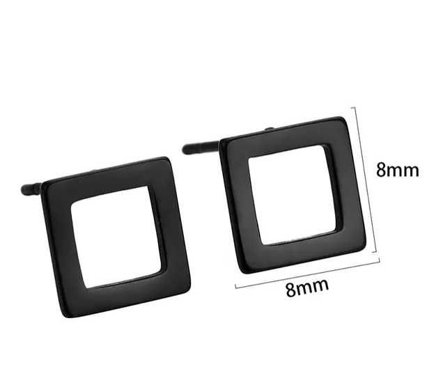 kolczyki czarne kwadrat stal chirurgiczna 316l