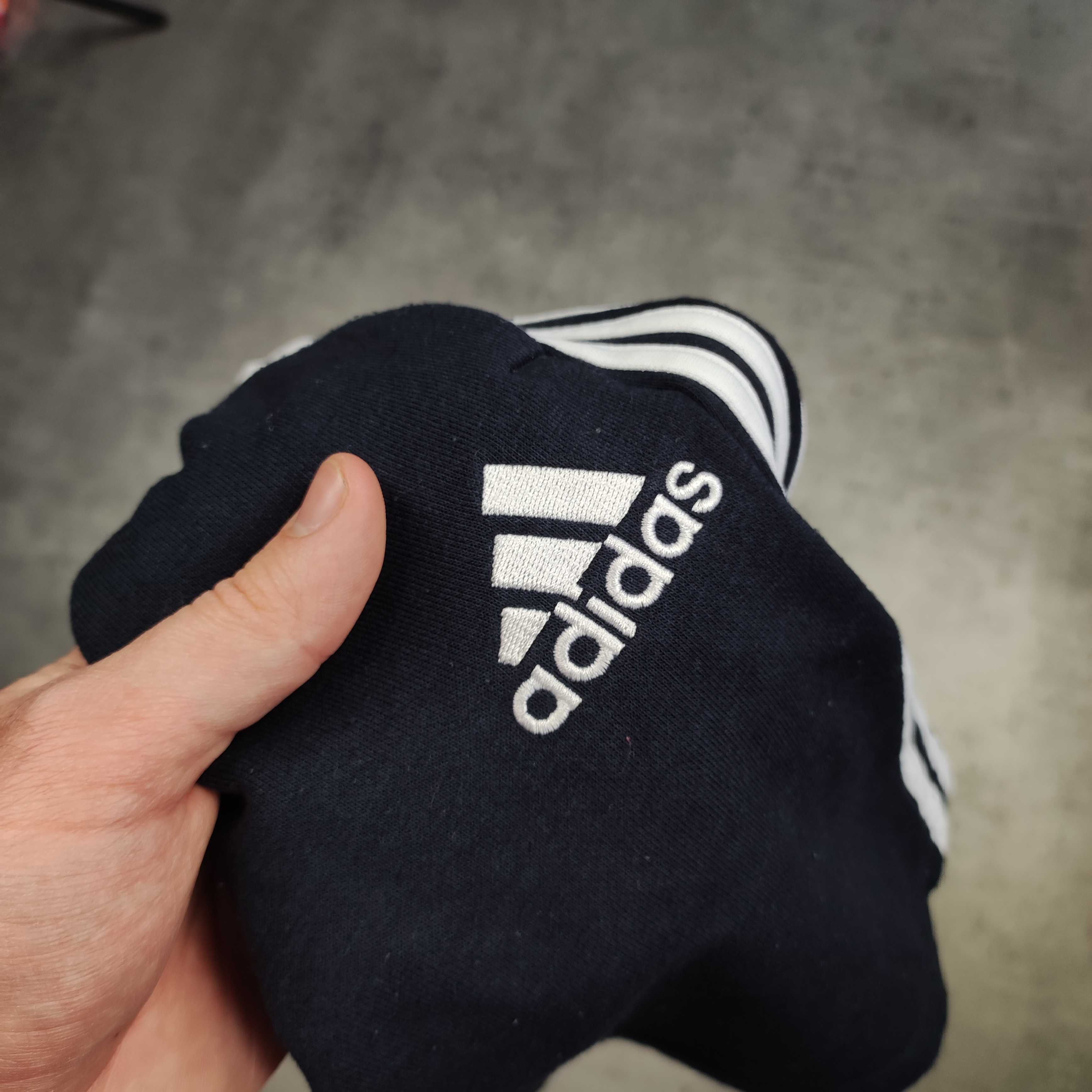 MĘSKIE Grubsze Bawełniane Spodenki Krótkie Adidas 3 Paski Granatowe