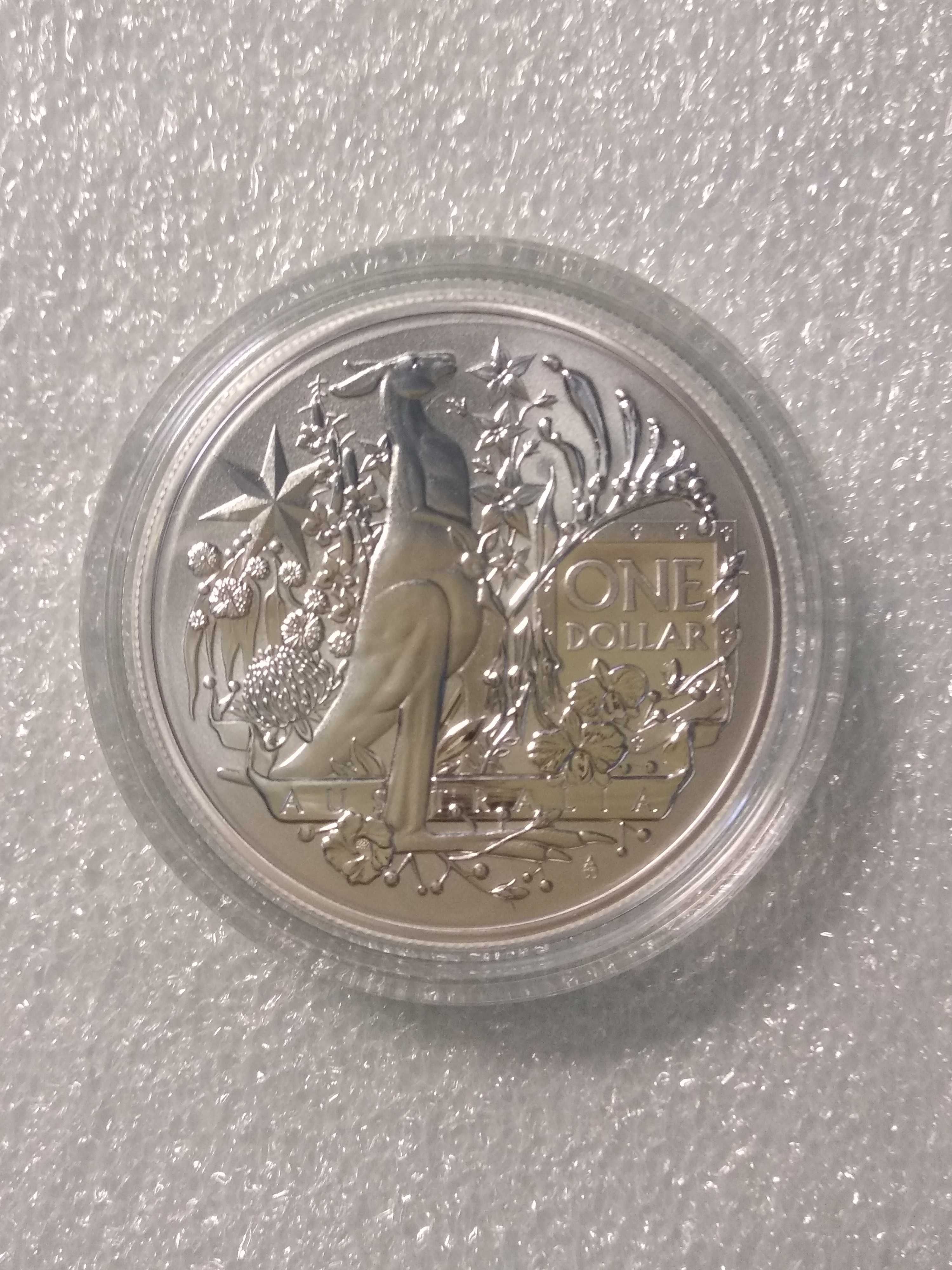 Серебряная монета Австралии - Герб Австралии 2021 г. 31,1 г  9999