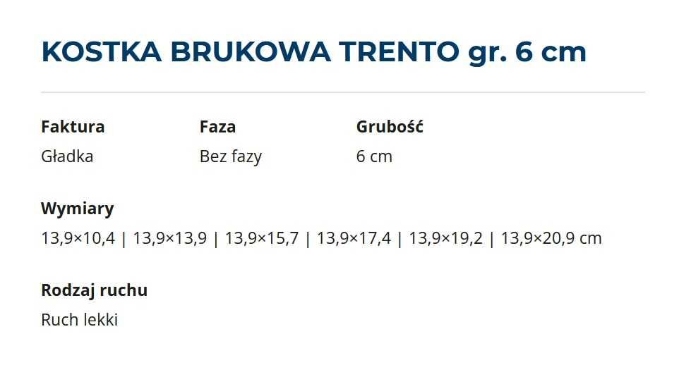 Śląsk Opolskie - Polbruk Kostka Trento Akropol 6 cm szary