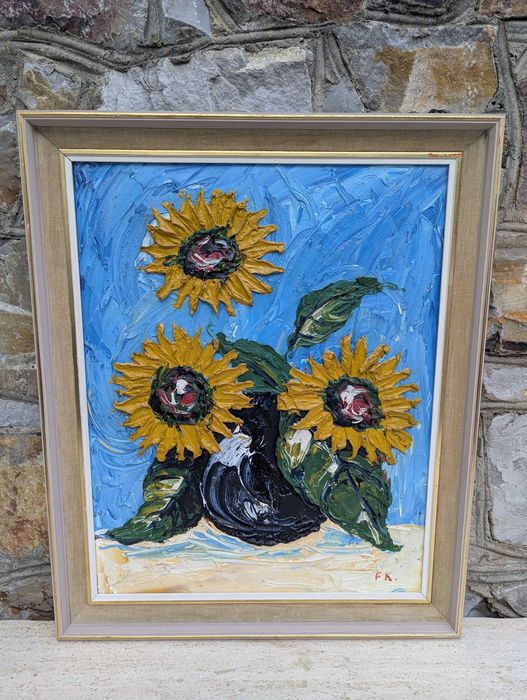 Słoneczniki Sygnatura F.K. Obraz Olejny
