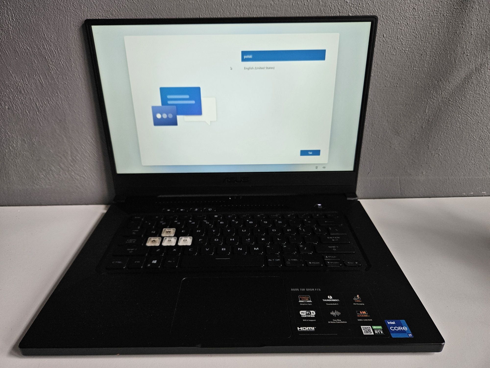 Laptop gamingowy Asus TUF Dash F15 Core i7-11370H 16/512 GB