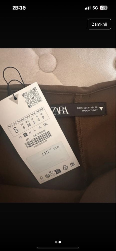 Nowe spódnico spodenki zara khaki s