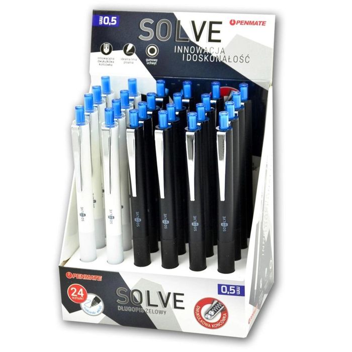 Długopis żelowy Solve niebieski (24szt) PENMATE Penmate pudełko,