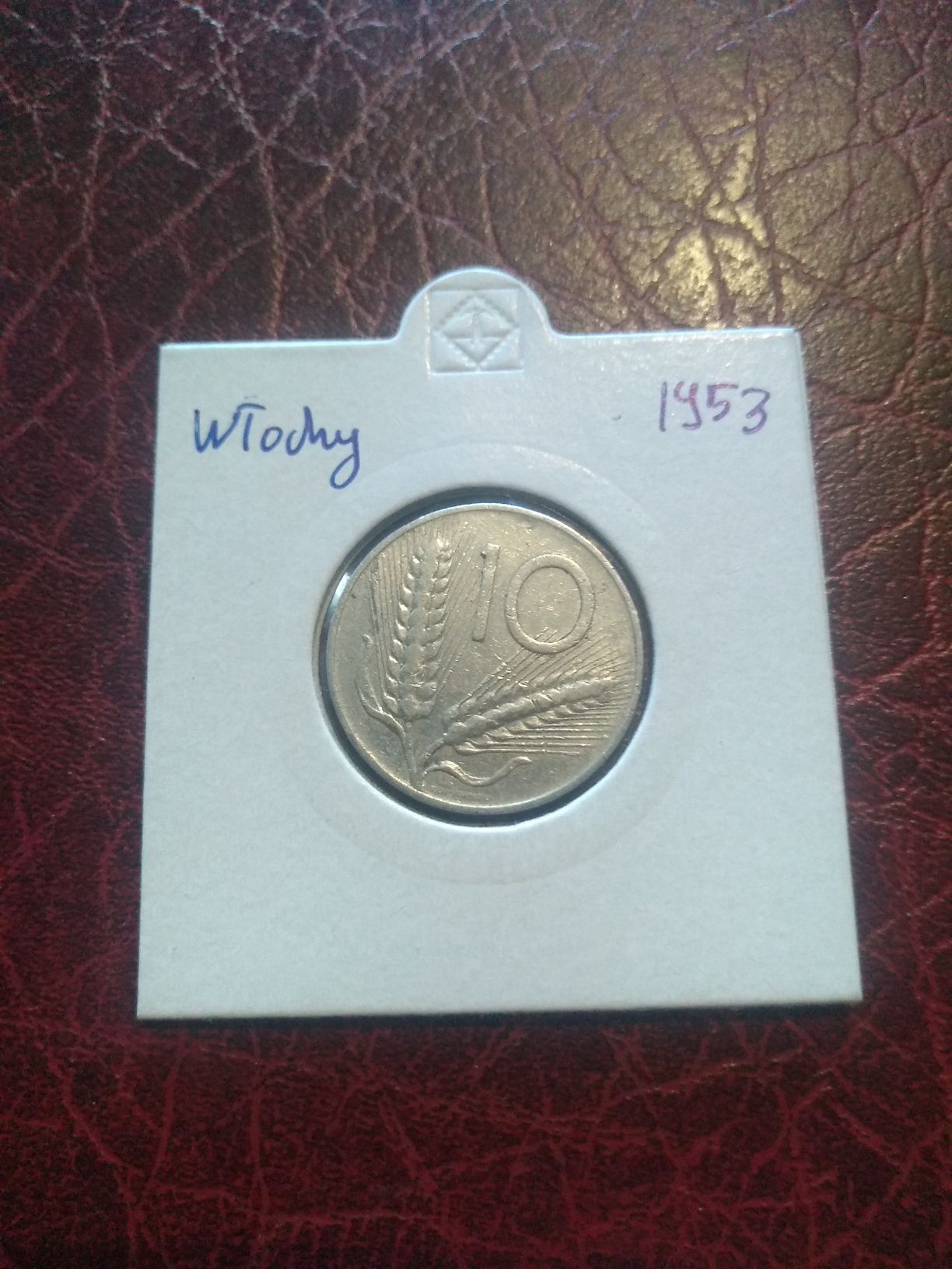 Moneta Włochy 10 lirów 1953