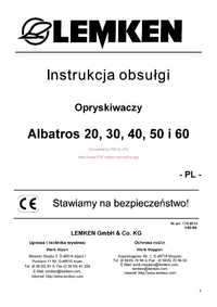 Instrukcja obsługi Opryskiwacz Lemken Primus, Albatros 20, - 60