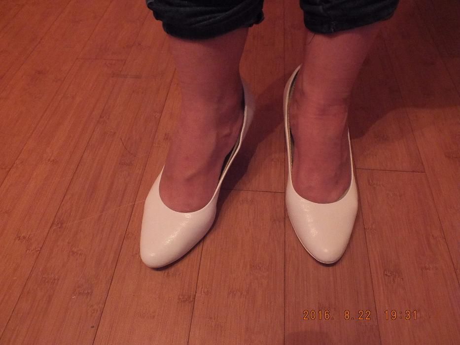 Ślubne buty białe 38 obcas 6 cm