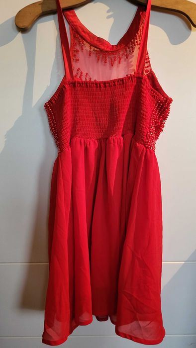 Sukienka czerwona blyszczaca czerwona