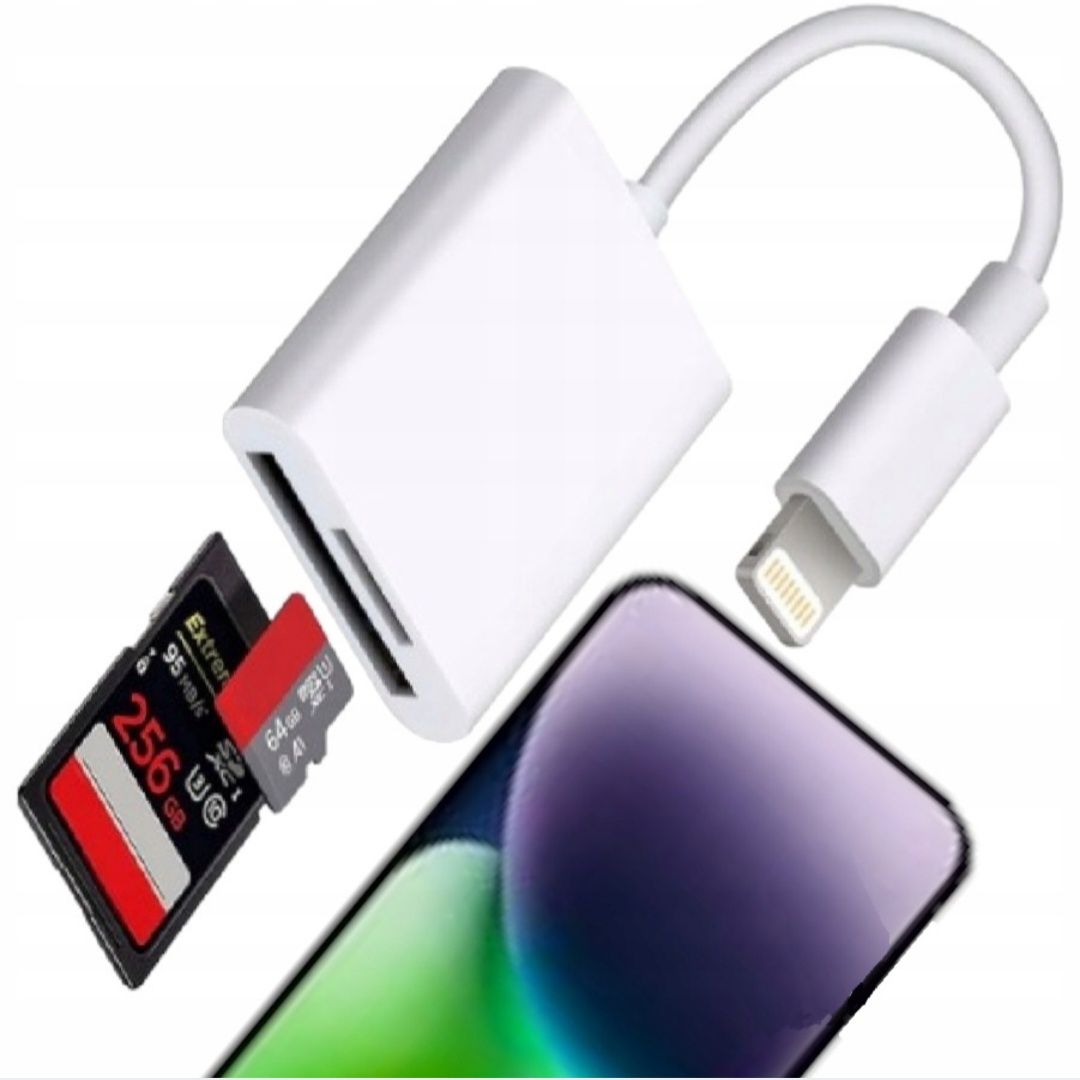 CO2 Czytnik Kart 2W1 DO Lightning Iphone adapter przejściówka MICRO SD