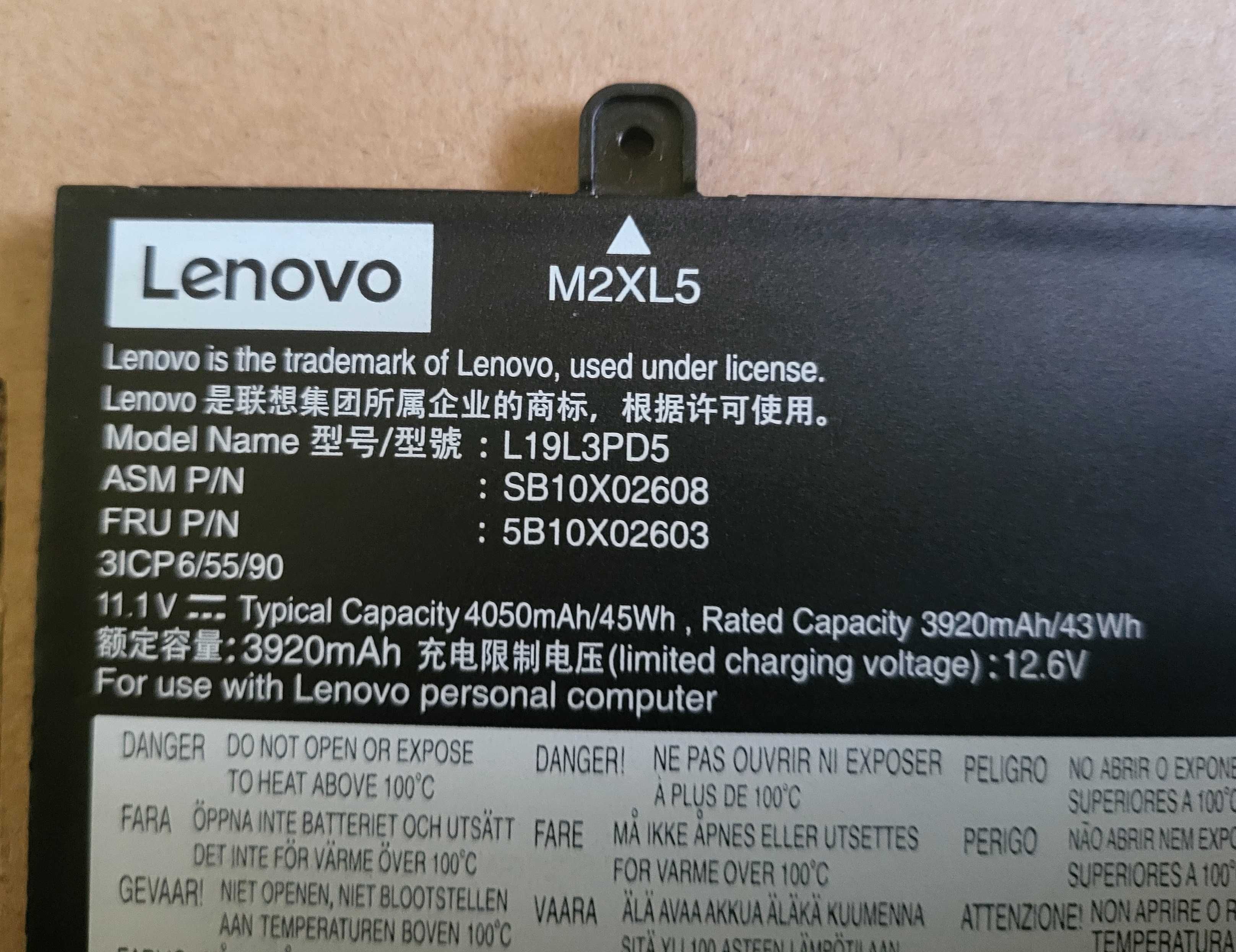 oryginalna bateria lenovo M2XL5 model L19L6P72