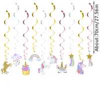 Spirale girlandy urodziny dekoracje urodzinowe jednorozec unicorn