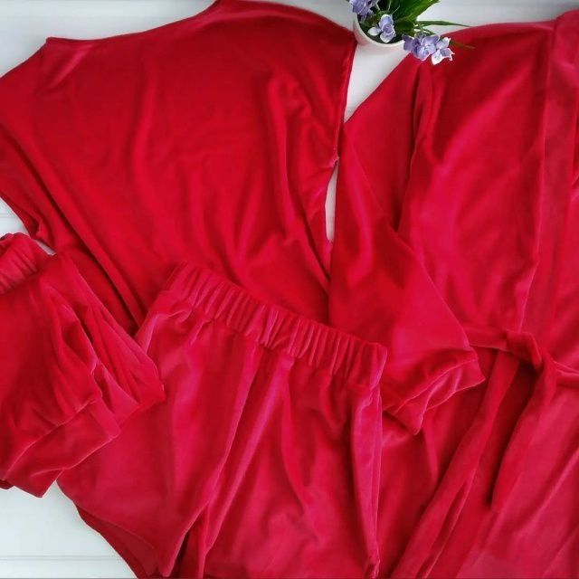 Піжама велюрова 5 в 1. Комплект  велюровий. Халат. Костю.домашній одяг