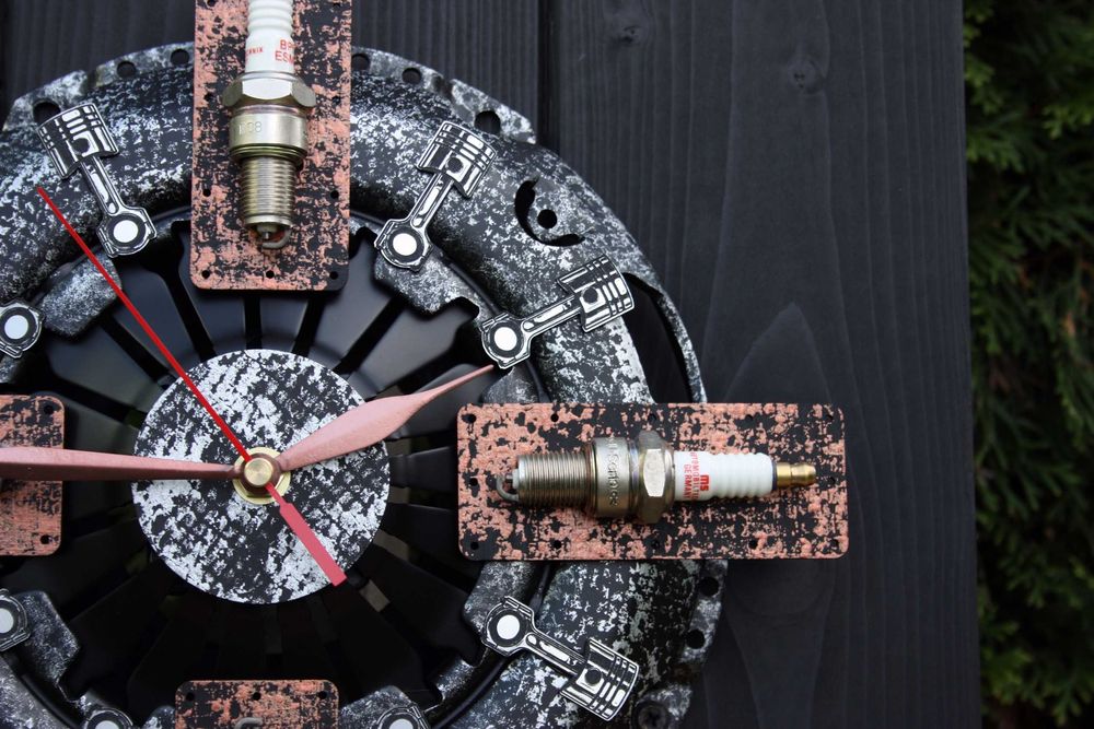 Zegar docisk sprzęgła świece Loft Patyna drewno