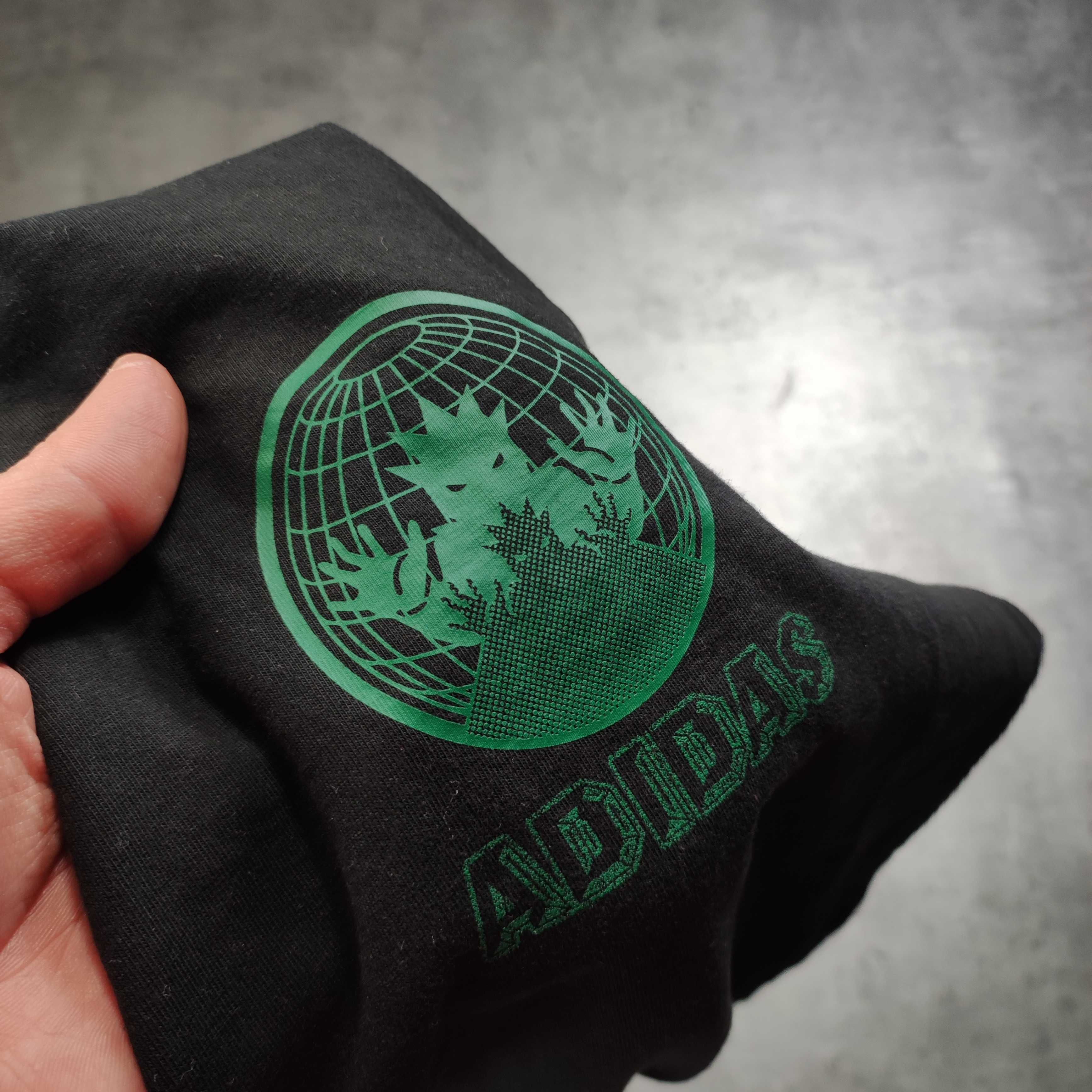 MĘSKA Koszulka Adidas Czarna Duże Logo Plecy Streetwear Nadruk Bronx