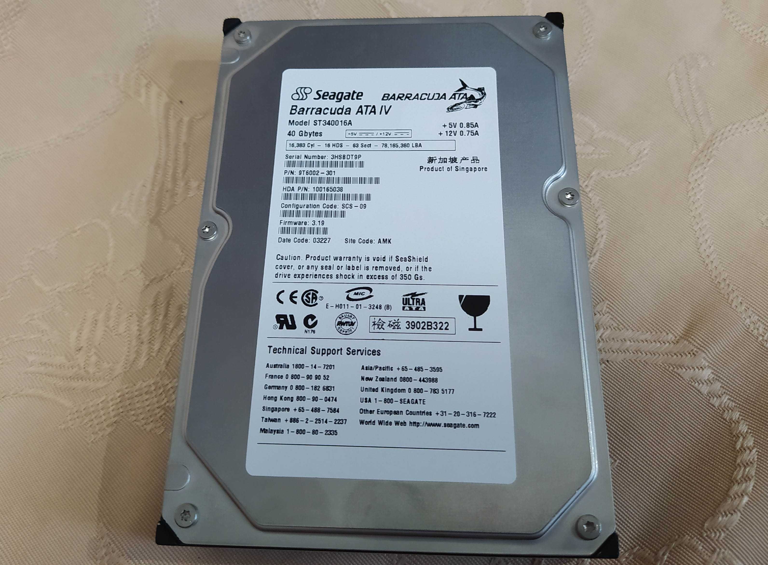 Жесткий диск Seagate Barracuda ATA IV ST340016A 40GB IDE HDD 3.5