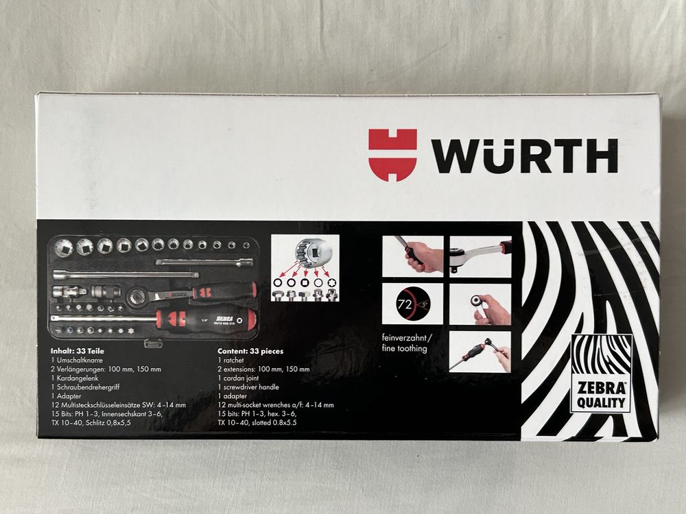 Wurth Zestaw Kluczy Nasadowych 1/4” Multi !!! Nowe  !!!