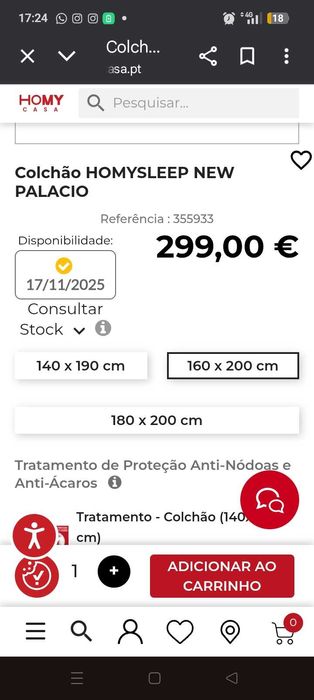 Colchão de casal novo 160x200