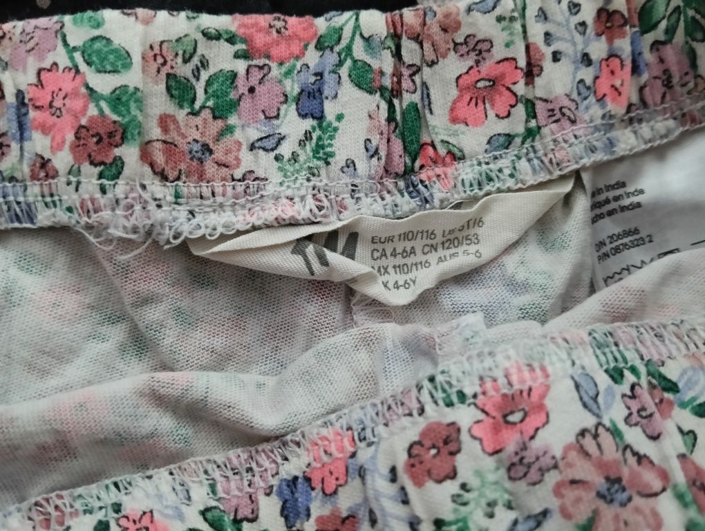 Krótkie spodenki letnie szorty bawełniane H&M 110 116 kwiatki kropki