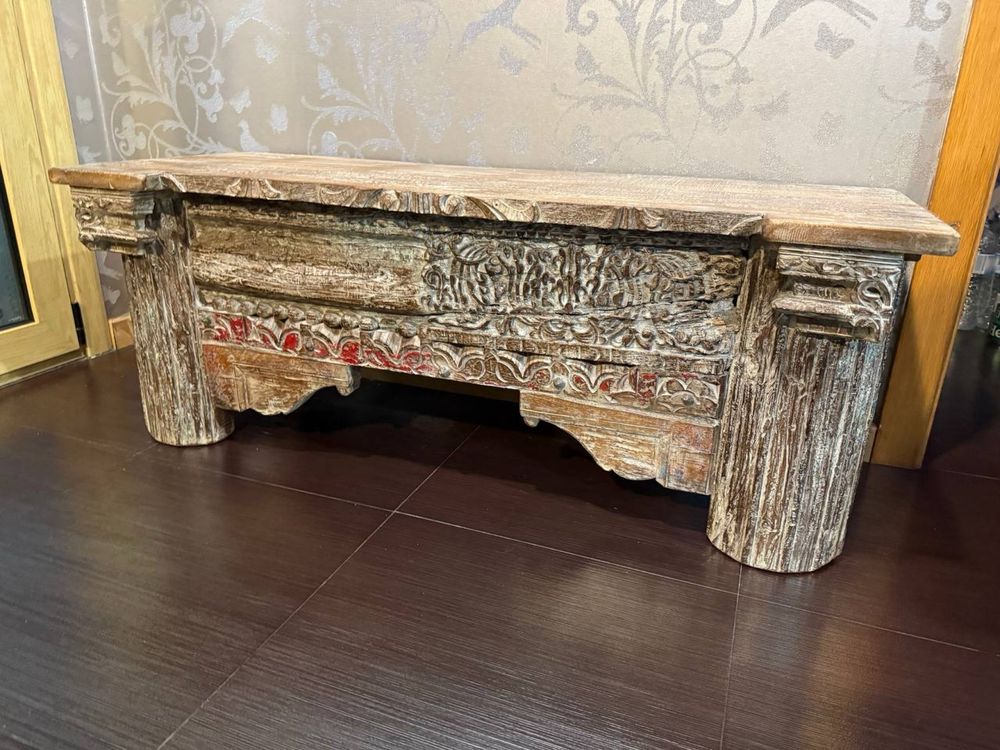 Console artesanal em madeira de manga – Índia 122 × 46 × 46 cm