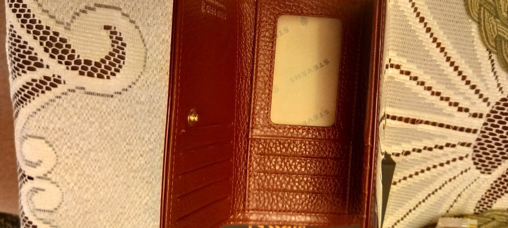 Portfel damski skóra naturalna kolor wiśniowy STEVENS nowy.