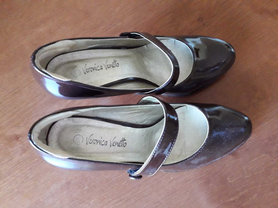 Brązowe buty czółenka szpilki na platformie rozmiar 38 - vintage retro