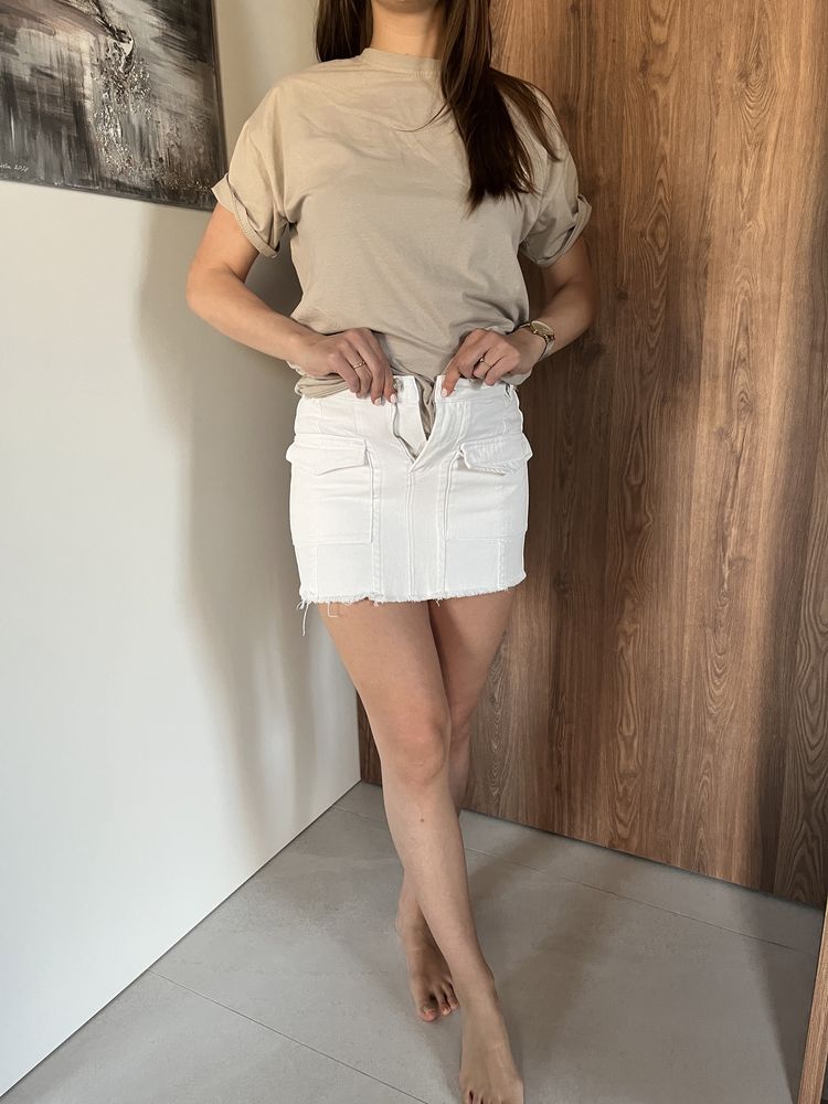 Spódniczka mini jeans biała Sinsay rozmiar S