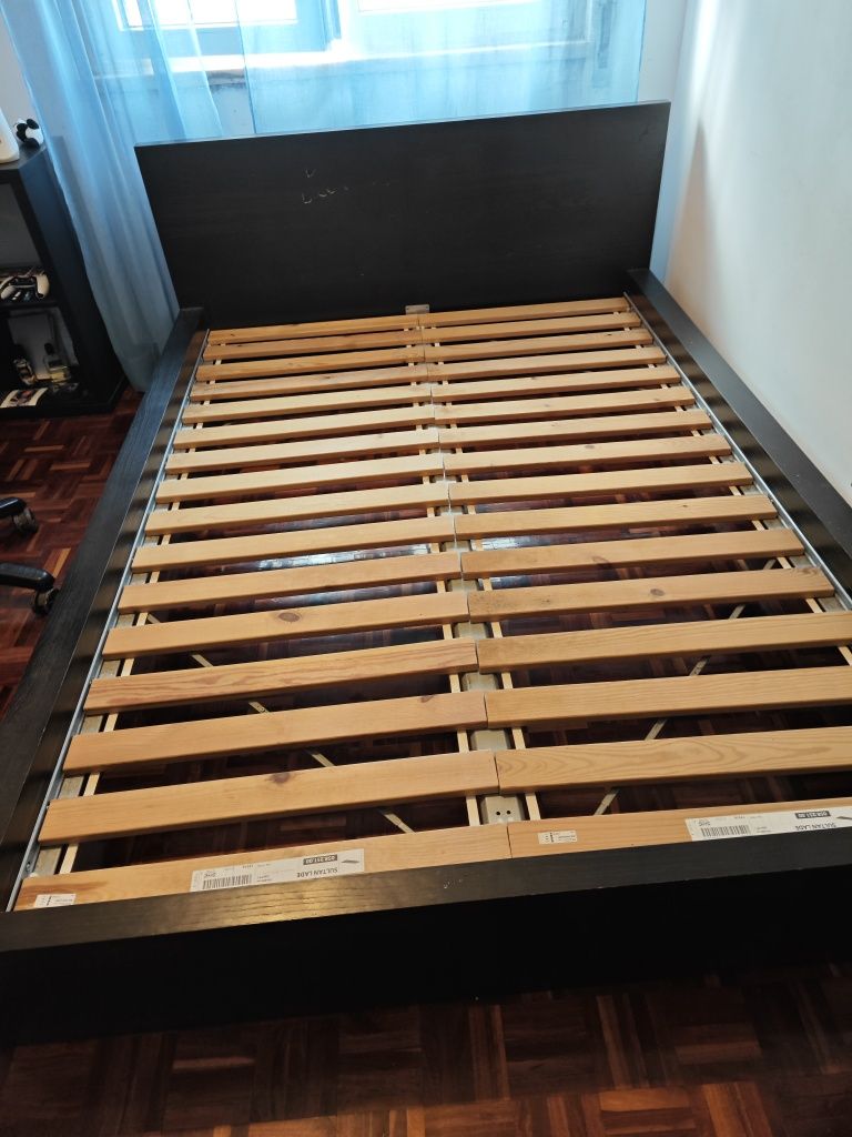 Cama Malm Preta Com Estrado Luroy Ikea