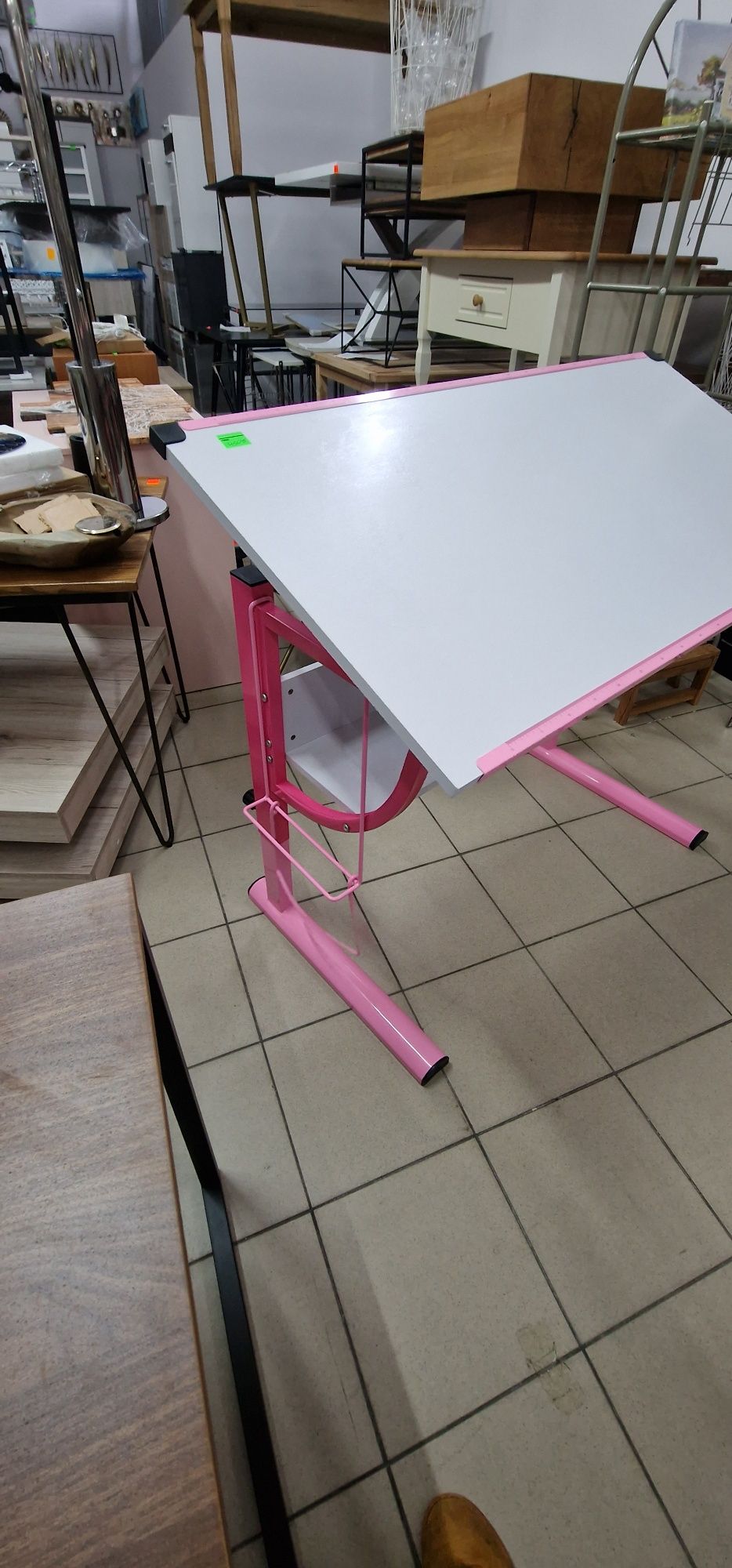 Wohnling Regulowane biurko różowo-białe 118 cm