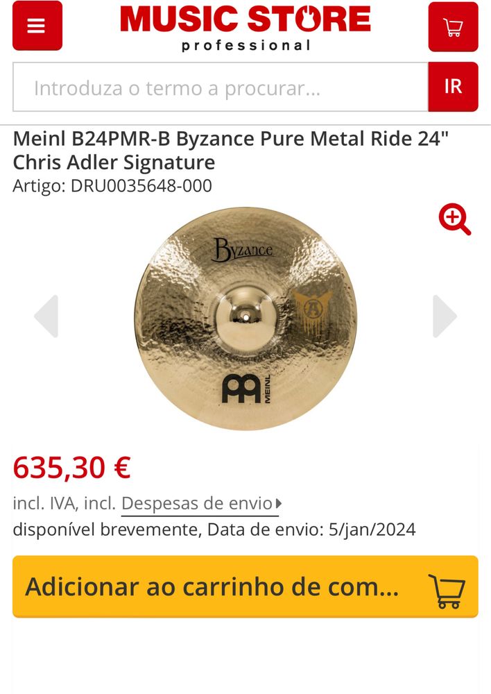 Pratos diversos Meinl/Zildjian topo de gama b20