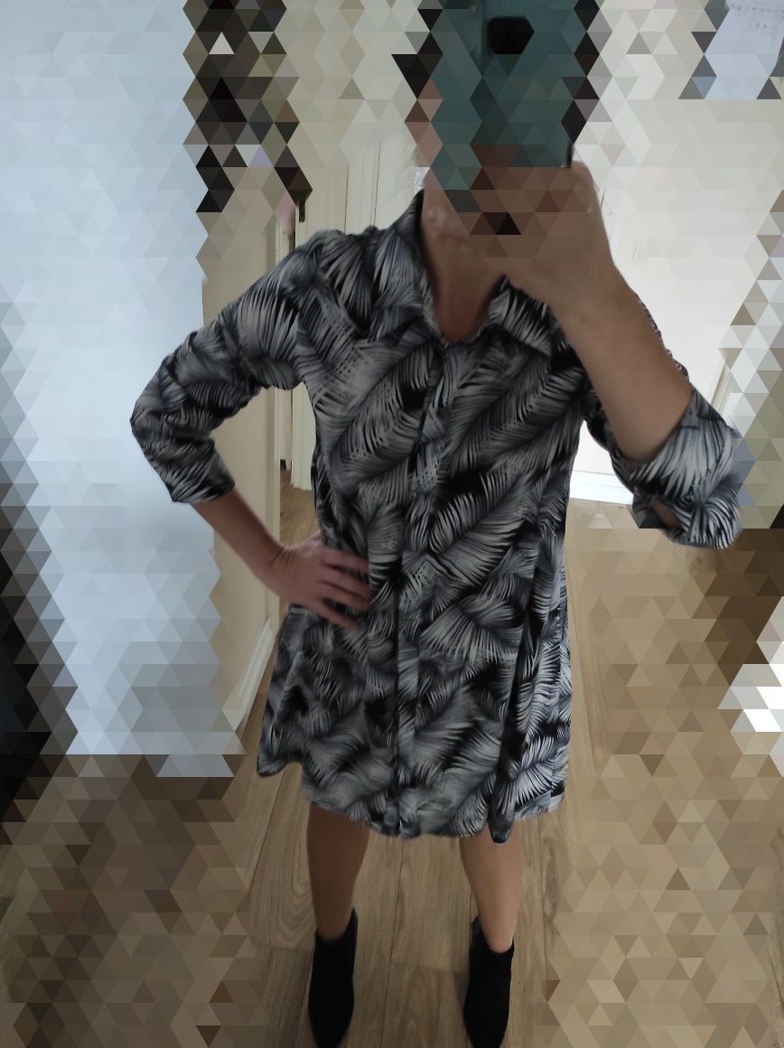 Sukienka mini XS/S  print liście Boho Glamorous