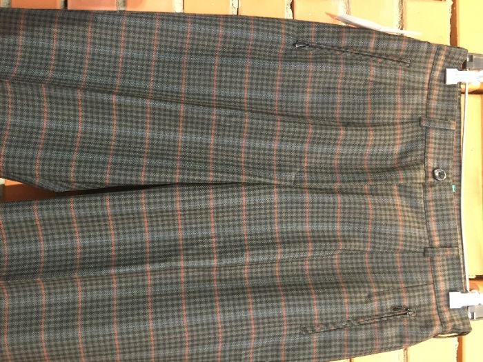 Винтажные шерстяные брюки в клетку с высокой посадкой 44-46 р.