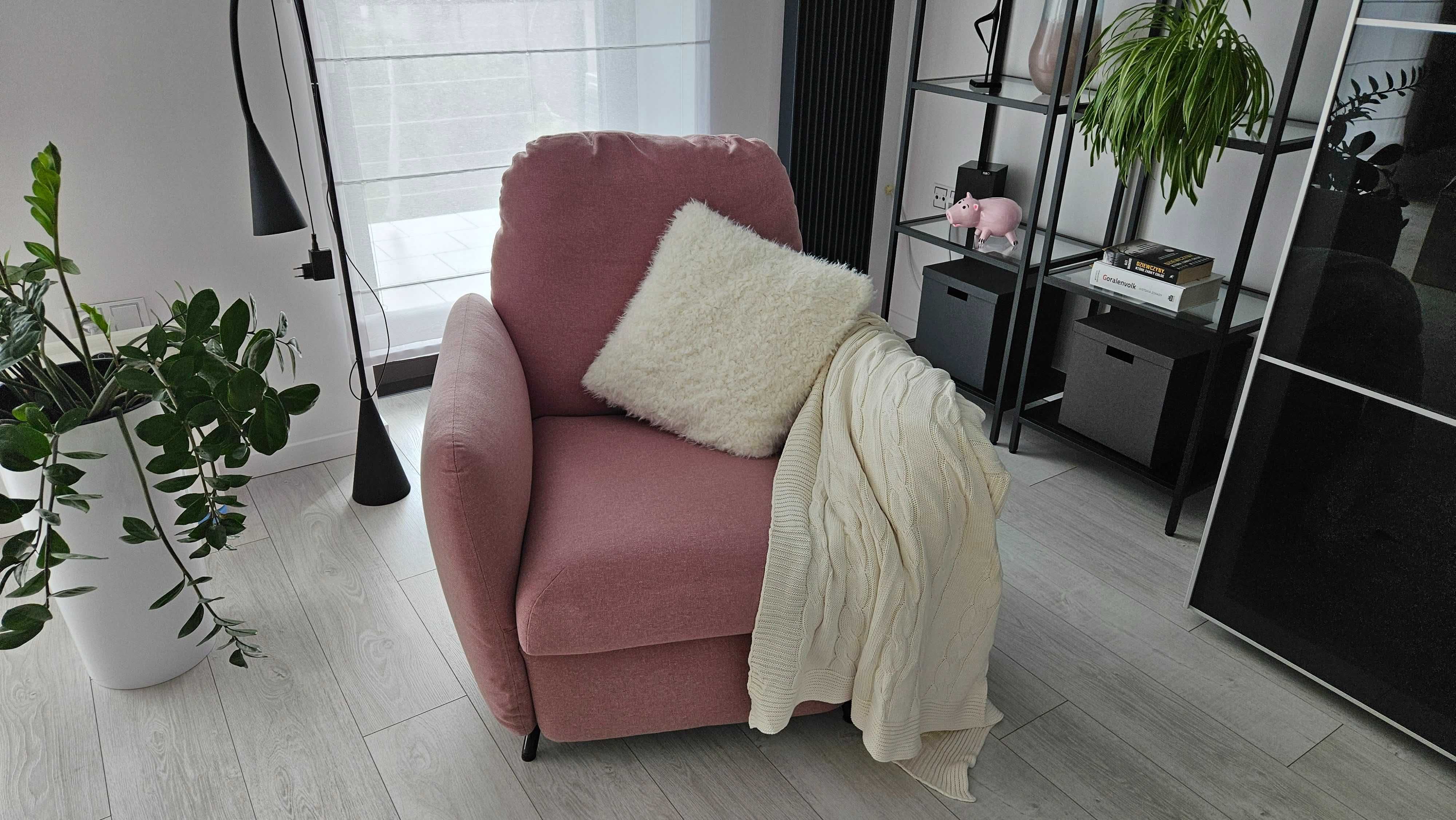 IKEA fotel rozkładany EKOLSUND, jasny różowy, rozkładany stan idealny