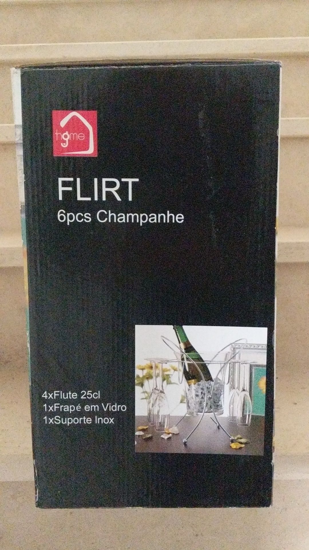 Conjunto Champagne 6 Peças - Frapé e 4 Flutes com Suporte