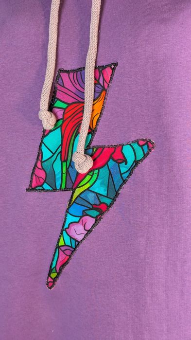 Auri Lili nowa fioletowa ciepła bluza Buddhi z witrażowym wzorem M