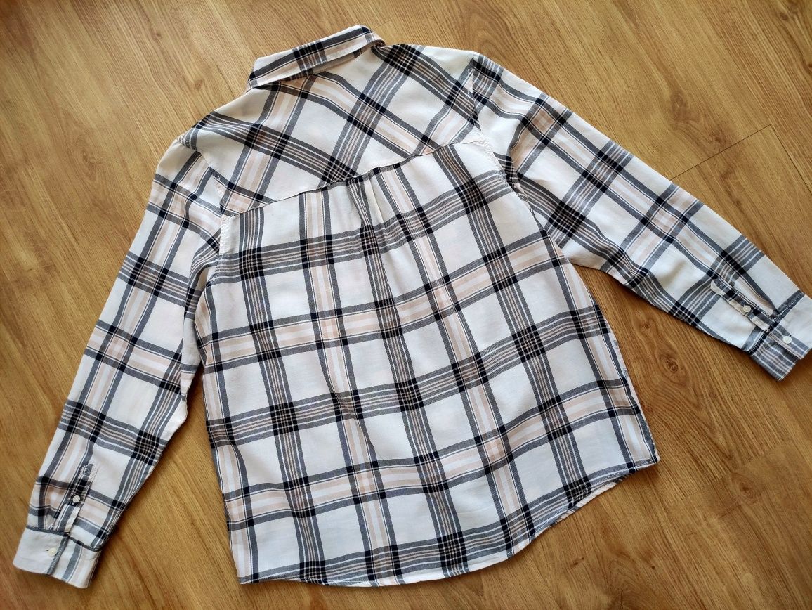Jak nowa koszula w kratę oversize H&M 38/M / beż brąz luźna damska