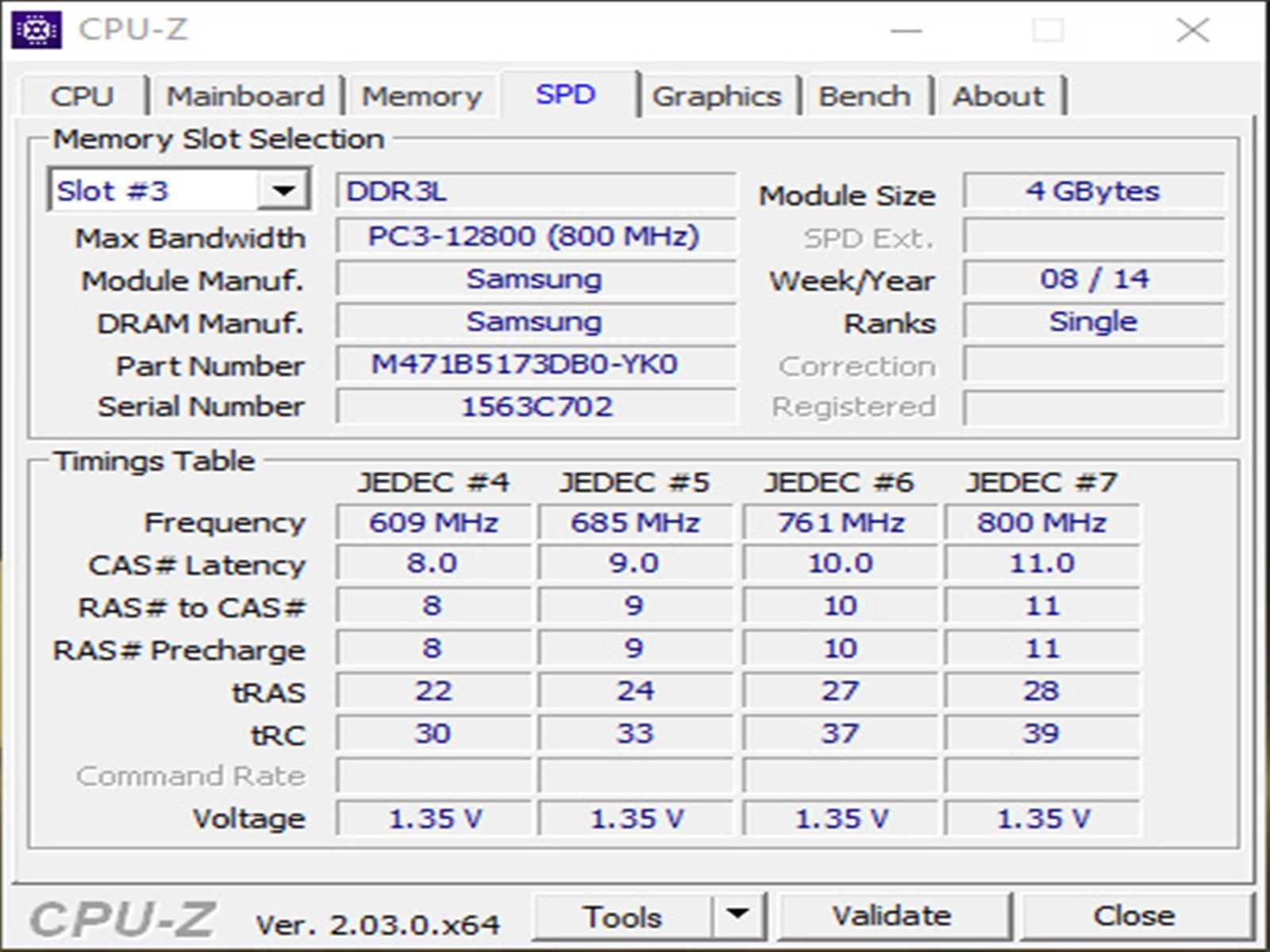 DDR3 8GB Samsung 12800 L