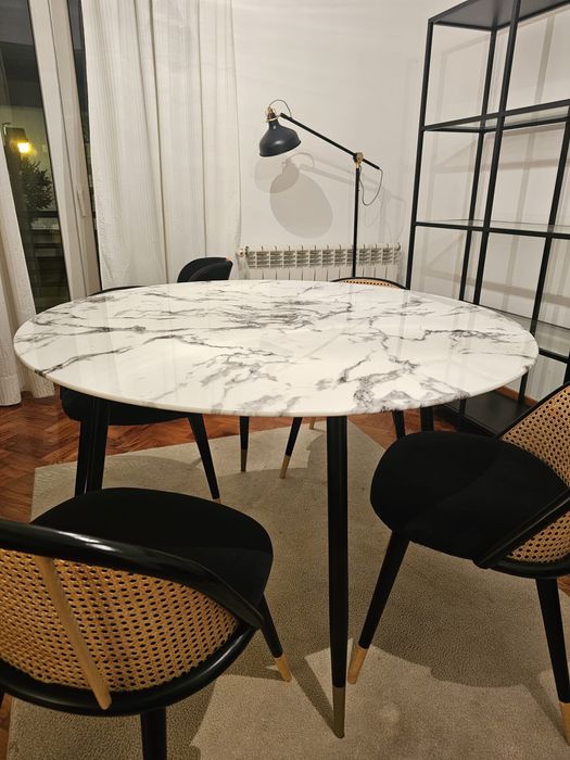 Mesa de vidro a imitar marmore 120cm