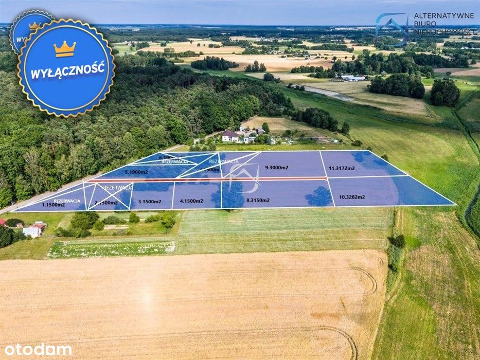 Działki budowlane i rolne przy lesie od 29tys. zł