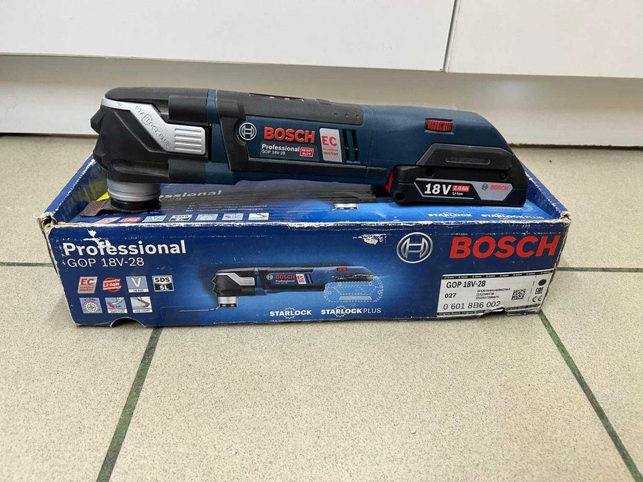 Bosch GOP 18V-28  ładowarka i baterie 4,0 Ah 2 szt , 2,0 Ah  1 szt