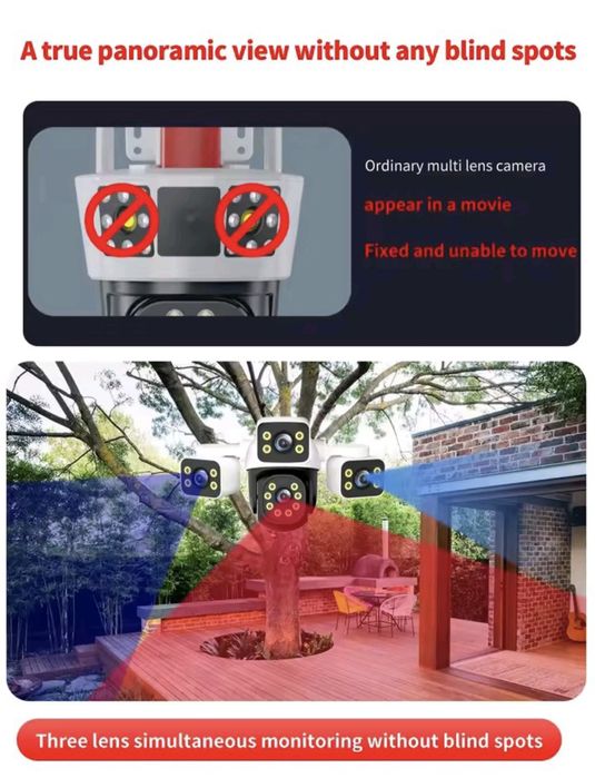 6К 12МР Wi-fi уличная камера видеонаблюдения 360*