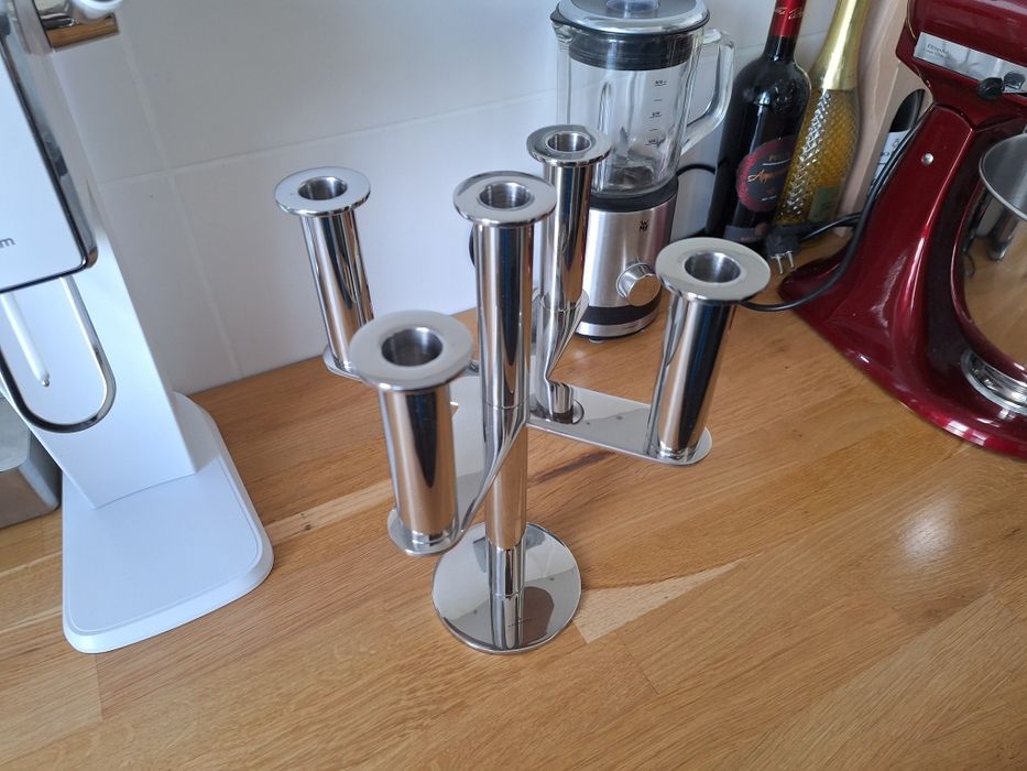 Duży świecznik stołowy AUERHAHN/WMF polerowana stal nierdzewna inox
