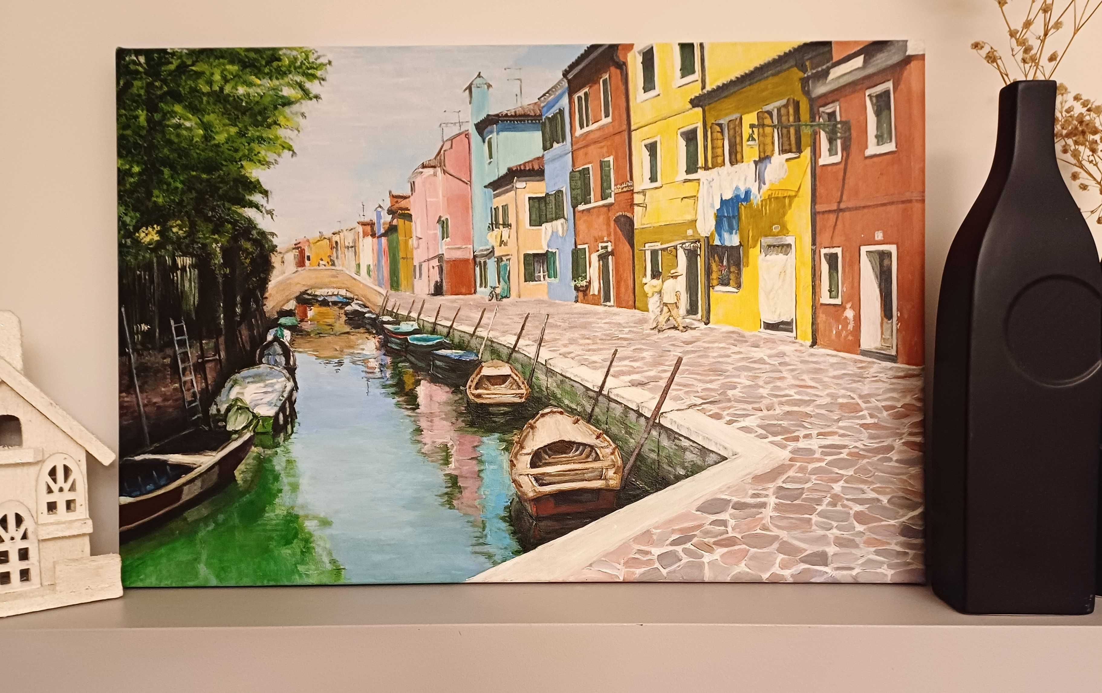 Wenecja, Burano - obraz akrylowy, ręcznie malowany