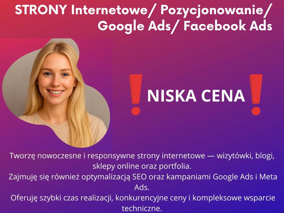 Tworzenie stron internetowych/Kampanie Google Ads/Meta ads/Seo