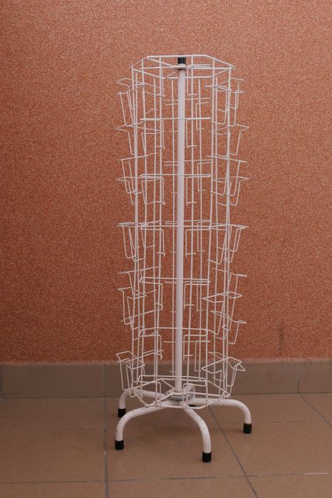 Stojak obrotowy biały na pocztówki, widokówki, kartki pocztowe 96 cm