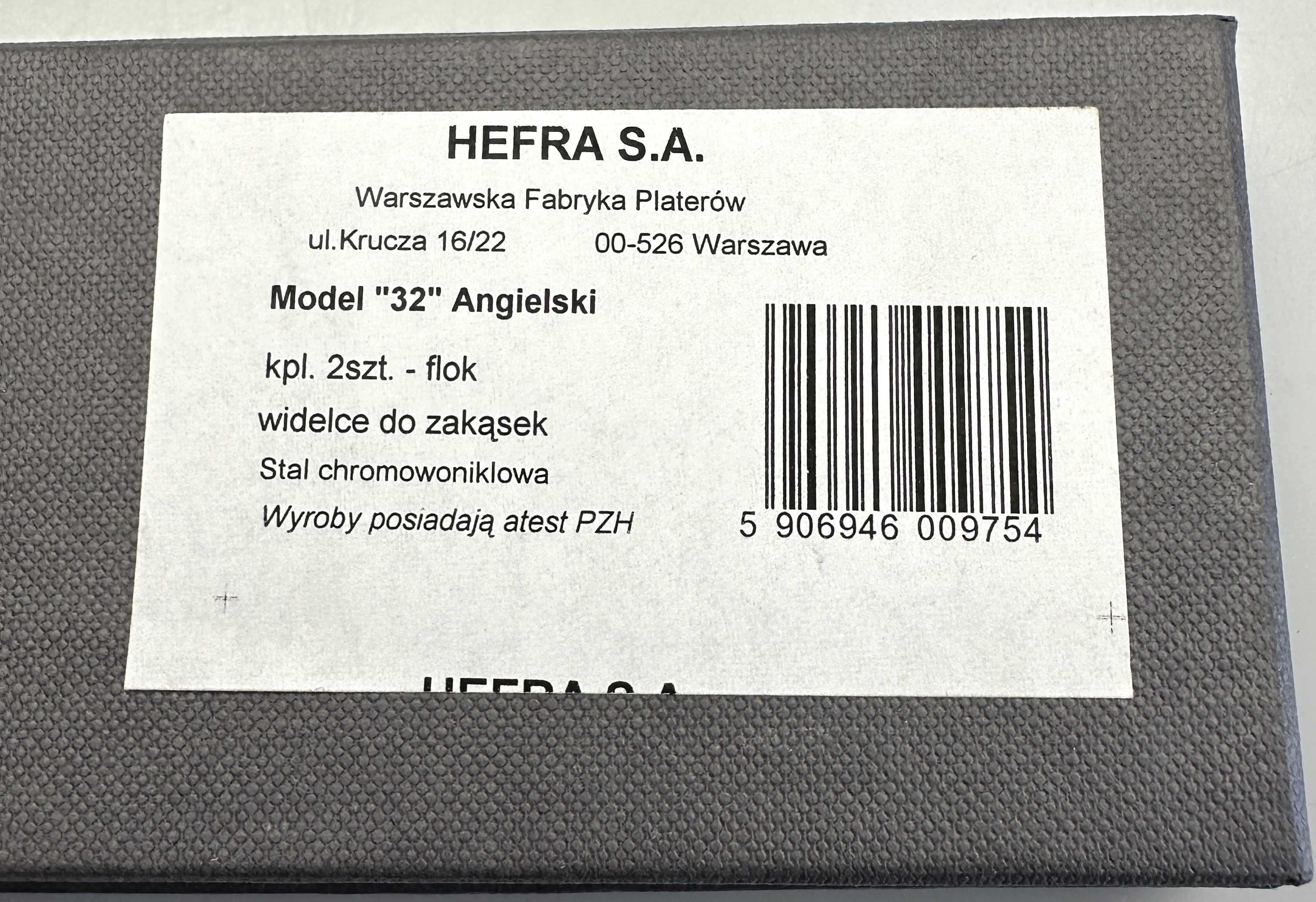 Widelce do zakąsek model 32 angielski 2 szt. Hefra + pudełko